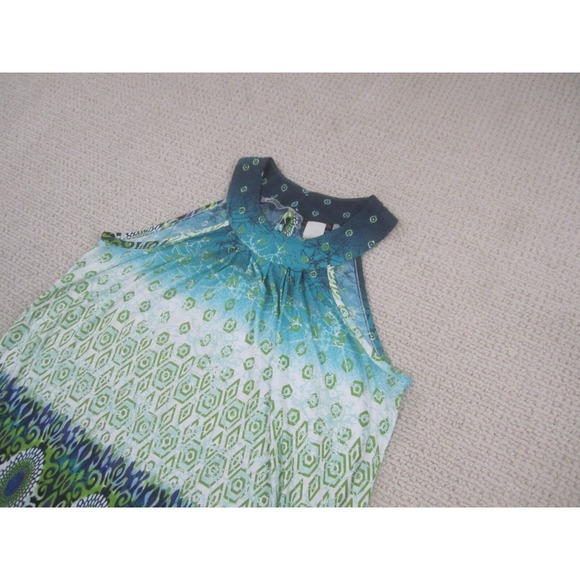 Womens Blouse Shirt Medium Blue Green Tank Top Casual Cocomo Sleeveless Polyeste - Picture 2 of 7